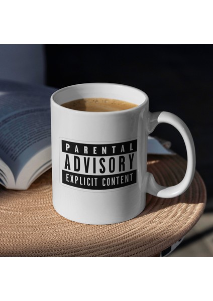 Kupa Bardak - Parental Advisory Uyarı Desenli Kupa Bardak - Hediyelik Kupa Bardak