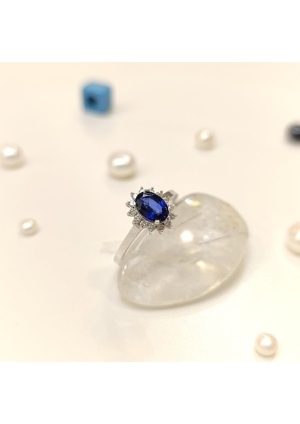 0.99CT Oval Safir ve Pırlanta Taşlı Yüzük 14 Ayar Altın Hd Videolu
