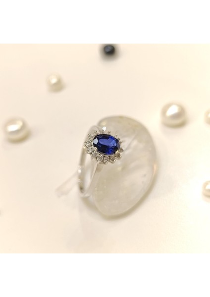 0.99CT Oval Safir ve Pırlanta Taşlı Yüzük 14 Ayar Altın Hd Videolu modelleri