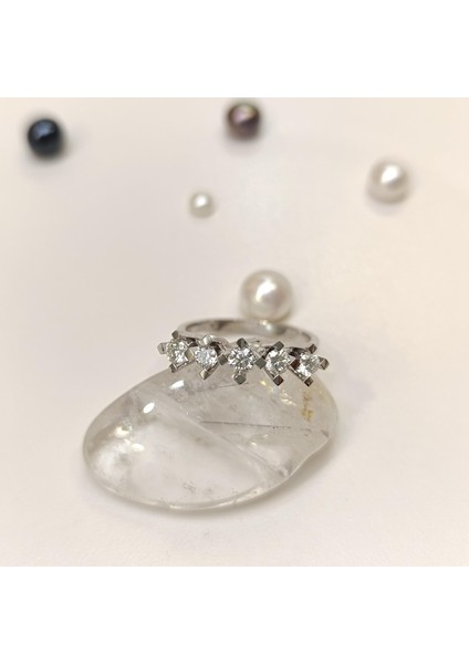 0.54CT F-G Color Beş Taş Pırlanta Taşlı Yüzük 14 Ayar Altın Hd Videolu