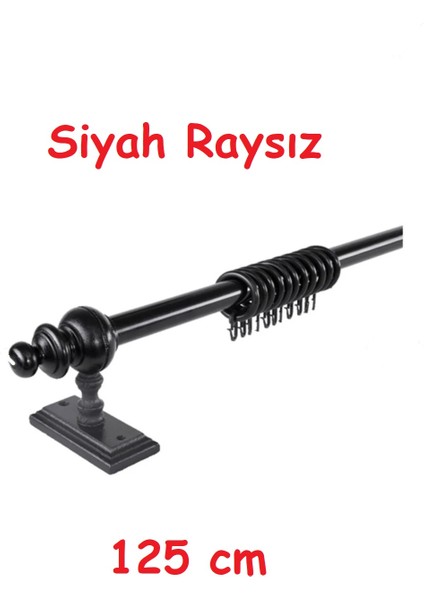 Siyah Raysız Ahşap Rustik Perde Askısı - Al Rustik Borusu 125 cm