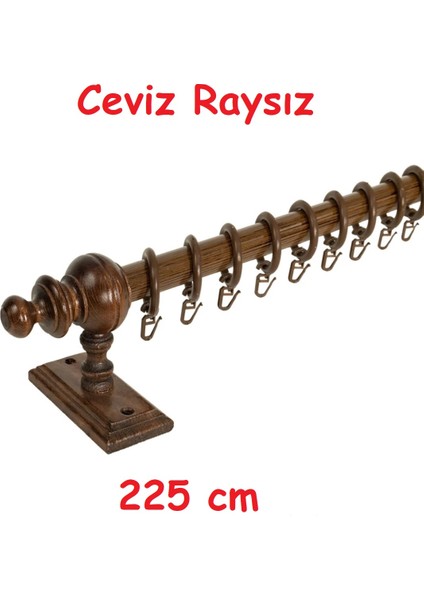 Ceviz Raysız Ahşap Rustik Perde Askısı - Al Rustik Borusu 225 cm
