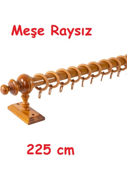 Meşe Raysız Ahşap Rustik Perde Askısı - Al Rustik Borusu 225 cm