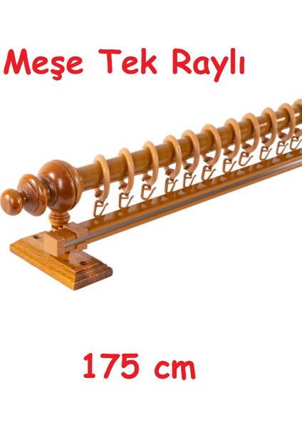 Meşe Tek Raylı Ahşap Rustik Perde Askısı - Al Rustik Borusu 175 cm