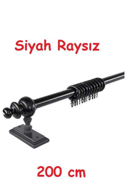 Siyah Raysız Ahşap Rustik Perde Askısı - Al Rustik Borusu 200 cm