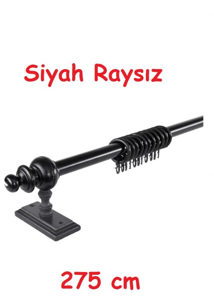 Siyah Raysız Ahşap Rustik Perde Askısı - Al Rustik Borusu 275 cm