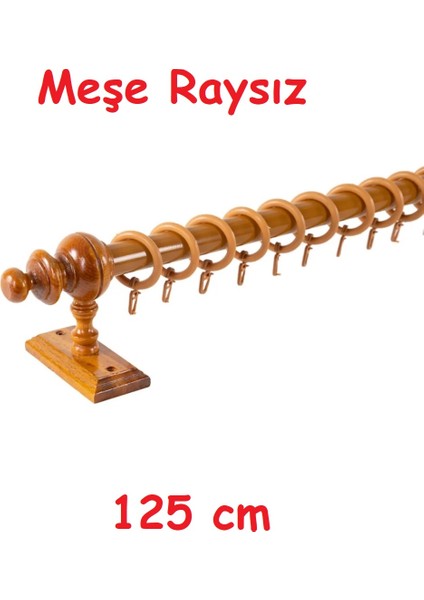 Meşe Raysız Ahşap Rustik Perde Askısı - Al Rustik Borusu 125 cm