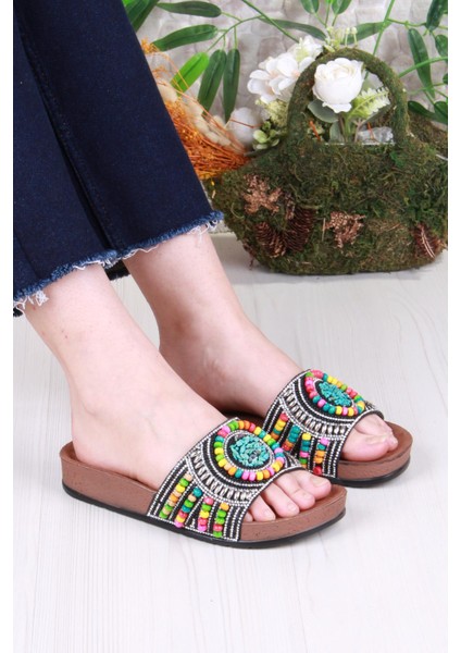 00303 Pienn Anatomik Esnek Rahat Taşlı Boncuklu Kadın Terlik
