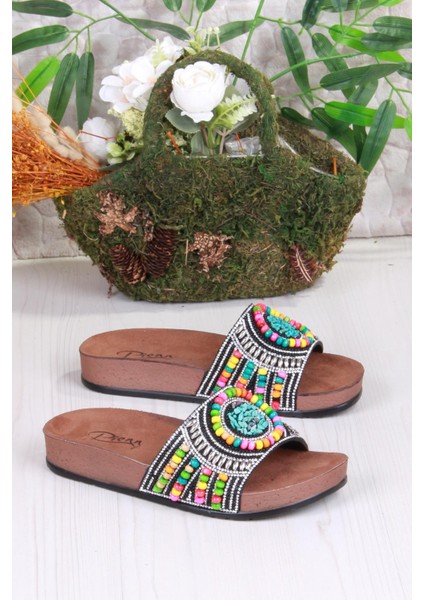 00303 Pienn Anatomik Esnek Rahat Taşlı Boncuklu Kadın Terlik modelleri