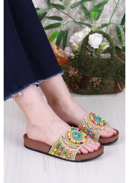 00303 Pienn Anatomik Esnek Rahat Taşlı Boncuklu Kadın Terlik