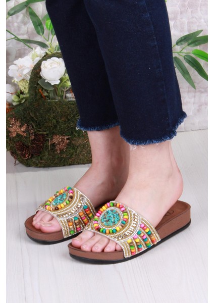 00303 Pienn Anatomik Esnek Rahat Taşlı Boncuklu Kadın Terlik fiyatları