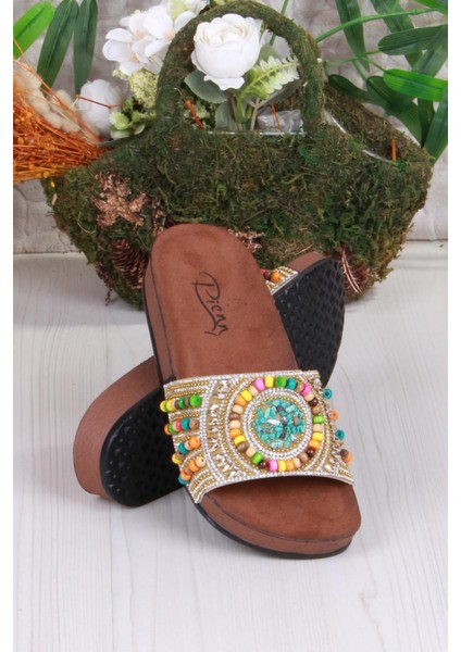 00303 Pienn Anatomik Esnek Rahat Taşlı Boncuklu Kadın Terlik fırsatları