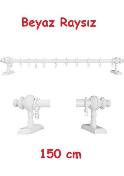 Beyaz Raysız Ahşap Rustik Perde Askısı - Al Rustik Borusu 150 cm