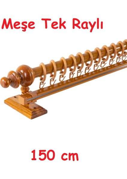 Meşe Tek Raylı Ahşap Rustik Perde Askısı - Al Rustik Borusu 150 cm