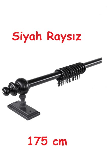 Siyah Raysız Ahşap Rustik Perde Askısı - Al Rustik Borusu 175 cm