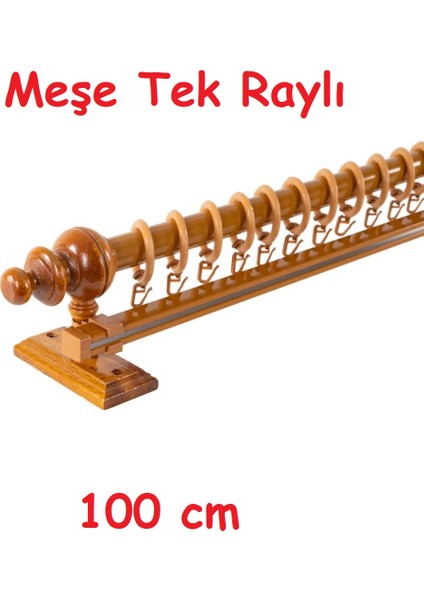 Meşe Tek Raylı Ahşap Rustik Perde Askısı - Al Rustik Borusu 100 cm
