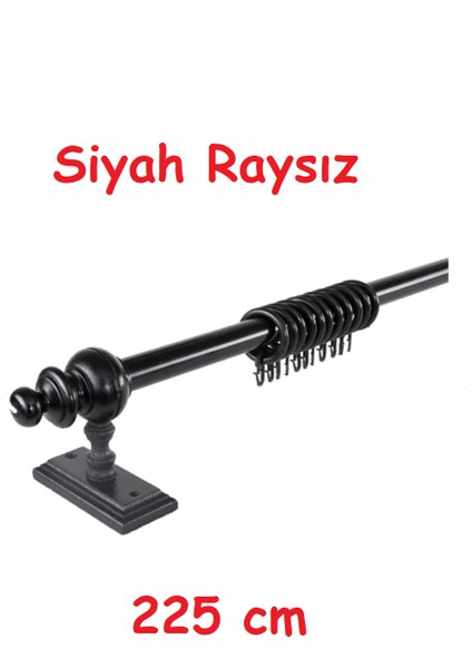 Siyah Raysız Ahşap Rustik Perde Askısı - Al Rustik Borusu 225 cm