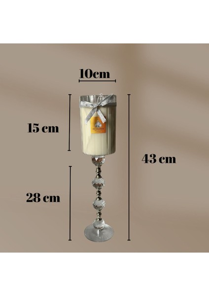 43 cm Kristal Ayaklı Cam Şamdan Mum – Limited Edition | Amber Kokulu | El Yapımı Mum fiyatları
