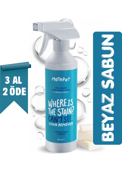 Beyaz Sabun Kokulu Kedi Idrar Ve Çişi Giderici, Tuvalet Lekelerini Çıkarıcı Sprey, 500 ml