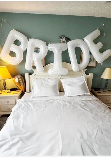 Beyaz Bride Balonları 100 cm Dev Brıde Balon Bekarlığa Veda Balon Seti