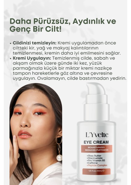 Peptid Complex Göz Altı Torbası, Göz Çevresi Morluk Ve Ince Çizgi Karşıtı Göz altı Kremi