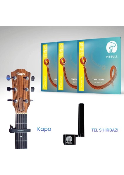 Coated Seri Akustik Gitar Teli Cag 10-47 Sl 3p Csw