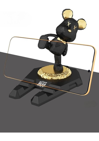 Büro Ev Ofis Arabası Için Araç Içi Sevimli Ayıcıklı Kademeli Stand Oto Telefon Tablet Tutucu