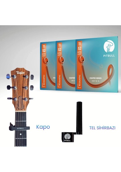 Coated Seri Akustik Gitar Teli Cag 11-52 El 3p Csw