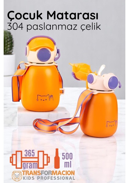 Inox Çelik Hafif Çocuk Matarası 500 ml Kapasiteli 721719 Turuncu fiyatları
