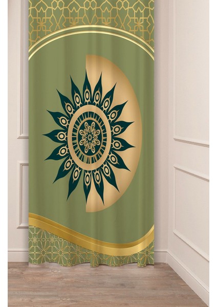 Mandala Bohem Geometrik Çizgi Desenli Özel Tasarım Dijital Baskılı (Tek Kanat) Modern Şık Fon Perde
