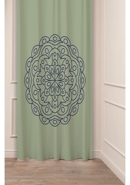 Mandala Bohem Geometrik Çizgi Desenli Özel Tasarım Dijital Baskılı (Tek Kanat) Modern Şık Fon Perde
