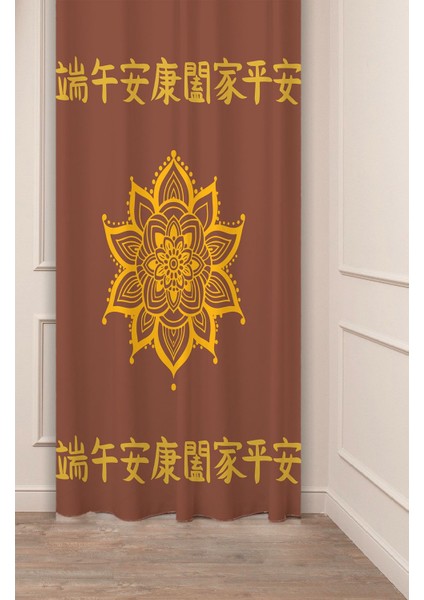 Mandala Asya Dragon Çin Bohem Desenli Özel Tasarım Dijital Baskılı (Tek Kanat) Modern Şık Fon Perde