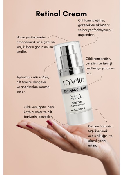 %0.1 Retinal Içeren Yaşlanma, Karşıtı, Onarıcı ve Leke Kremi