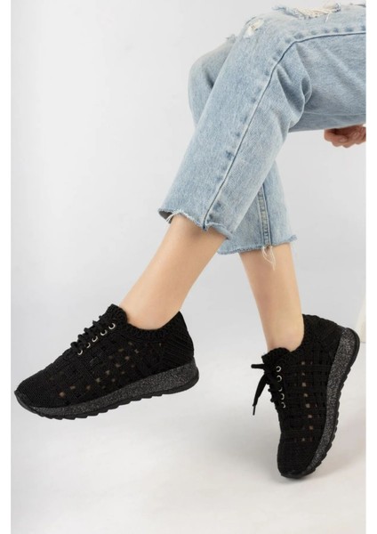 Kadın Alvore El Örgü Kadın Spor Ayakkabı Siyah - 37 modelleri