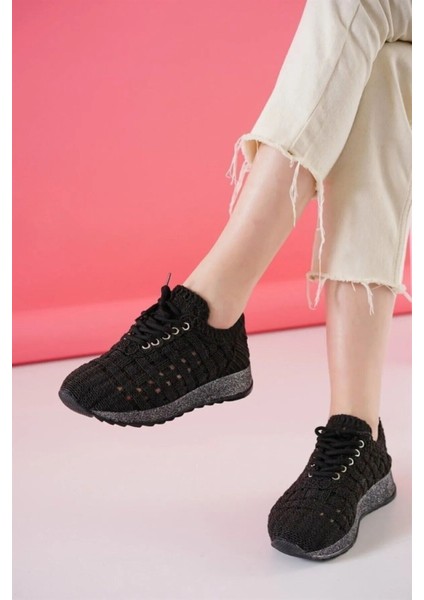 Kadın Alvore El Örgü Kadın Spor Ayakkabı Siyah - 37 fırsatları