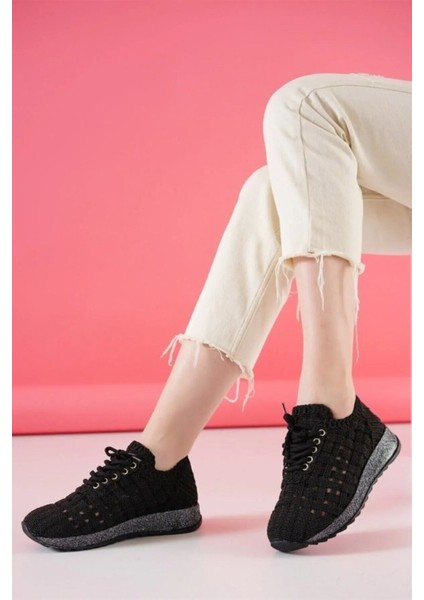Kadın Alvore El Örgü Kadın Spor Ayakkabı Siyah - 37 indirimleri