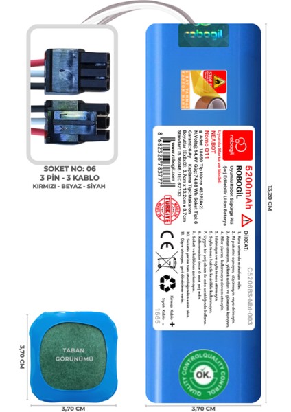 Neabot Nomo Q11 5200mAh Uyumlu Robot Süpürge Pili C5206BS-Nbt-003