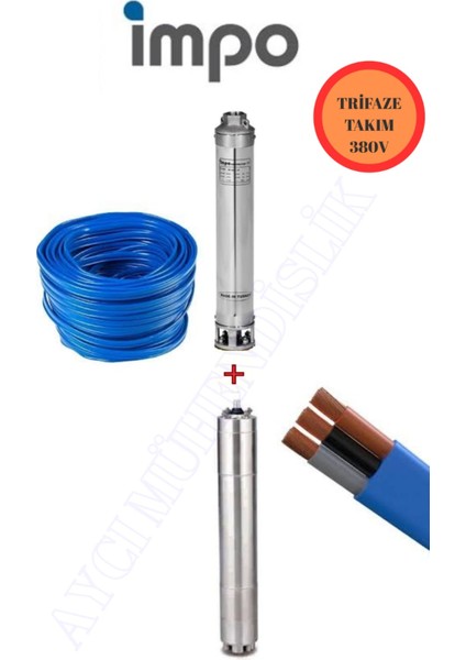 Impo Sk 415/15 Krom Başlıklı Derin Kuyu 5,5 Hp Trifaze Motorlu 70 mt Kablolu Dalgıç Pompa