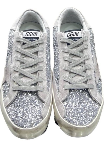 Women's Golden Goose Glitter Sneaker - Gümüş Simli -Taşlı Kadın Spor Ayakkabı fiyatları
