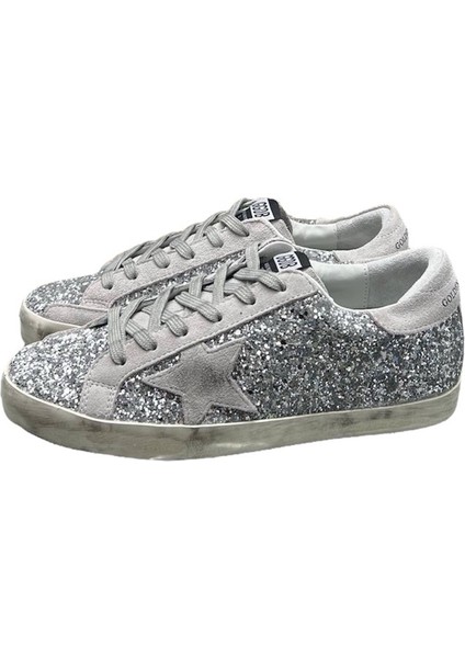 Women's Golden Goose Glitter Sneaker - Gümüş Simli -Taşlı Kadın Spor Ayakkabı modelleri
