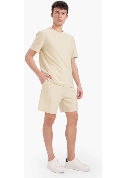 Yeni Sezon %100 Pamuk Relax Fit Twill Cepli Şort