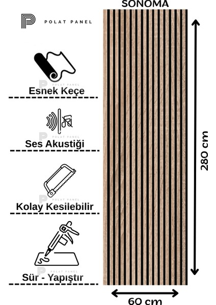 Sonoma Esnek Keçeli Slim Panel 60cm