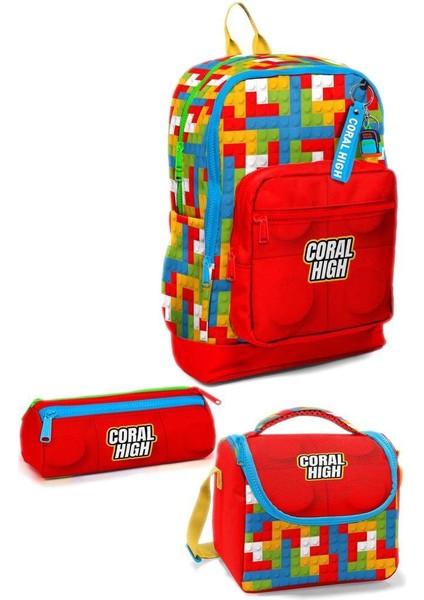 Desenli Okul Çantası Beslenme Kalemlik 3lü Set 23775