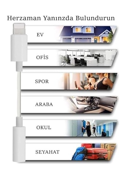Apple iPhone Lightning To 3.5 mm Headphone Aux Jack Adapter Dönüştürücü - iPhone iPad Ipod Için Standart Çivi Jack Kulaklıklarınızı Kullanmanızı Sağlar