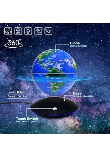 Manyetik Levitation Havada Duran Yüzen Küre Döner Dünya Haritası Anti Gravity Için Ev ve Ofis Için Ideal Hediye Okul ve Sınıflar Çalışmasına Uygun Dekorasyon DF-1136
