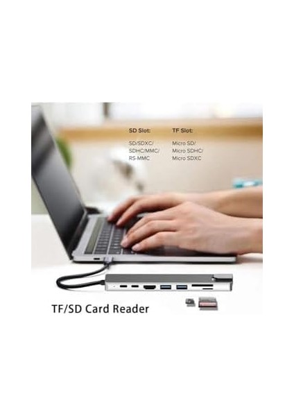 Macbook Pro Air USB Type-C Hub Dönüştürücü Çoklayıcı USB Hdmi, Tf, Sd, Pd, Ethernet
