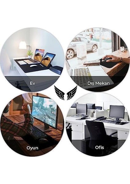 Gaming Oyuncu Gamer Mouse Pad, Kaymaz Taban Orta Boy Medium Ofis Tipi Mouse Ped, Fare Altlığı, Düz Masa Koruyucu Klavye Altı Mousepad, Siyah, 27X23 cm fiyatları