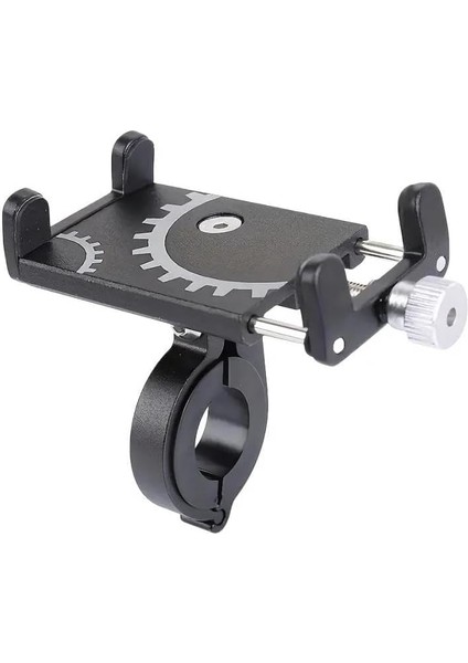 Ful Metal Gidon Uyumlu Motorsiklet Telefon Tutucu, Bisiklet, Scooter Uyumlu Sıkıştırmalı Tutucu