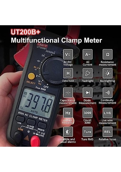 Ölçüm Pensesi, Unı-T UT200B+ Akım Pensesi Ac Akım True Rms Akım Ölçüm Cihazı Otomatik Ranging Ac/dc Gerilim, Ac Akım, Direnç, Diyot, Kapasite, Süreklilik Için Canlı Tel Algılama fiyatları