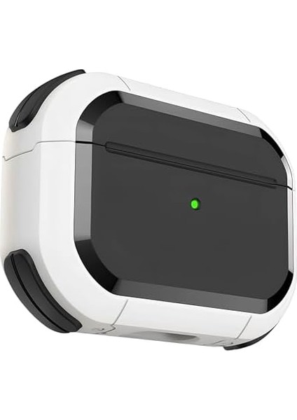 Airpods Pro 2. Nesil Için Armor Serisi Darbelere Karşı Ultra Güçlü Koruma Fiber Karbon Arka Tasarım Kılıf (Beyaz, Airpods Pro 2)